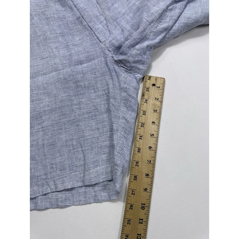 J Crew 100% Linen Shorts Men's 35x9 (37x9.5) Blue White Striped Resort Beach
